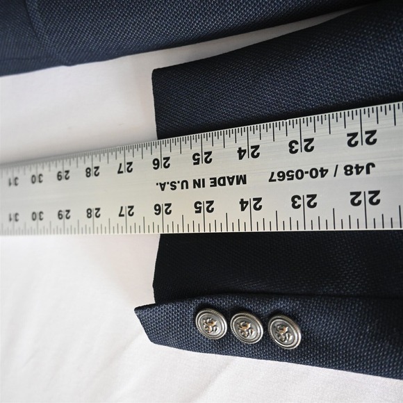 Vtg Austin Reed‎ 42L Navy Blue Hopsack USA Made Mens Blazer Sport Coat Jacket - Picture 9 of 16